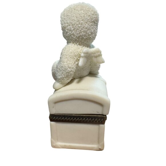 Vntg Dept 56 2000 Porcelain Angel Baby Sitting On Trinket Box With Metal Accents - Picture 5 of 9